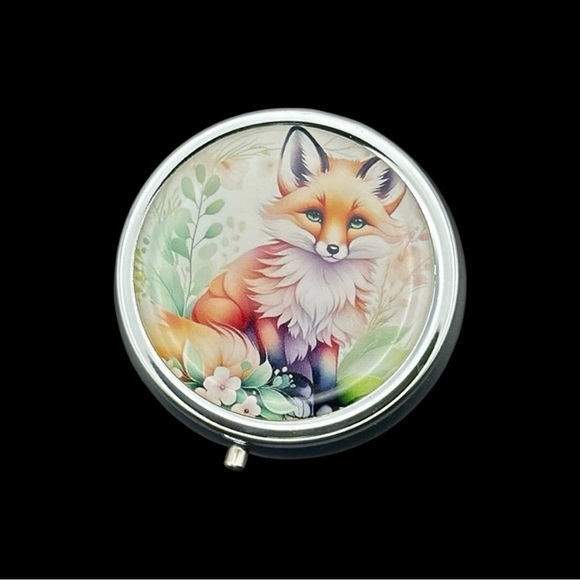 Pill Box Accessories - Fox Floral Multi-Use Mirrored Pill Box Container